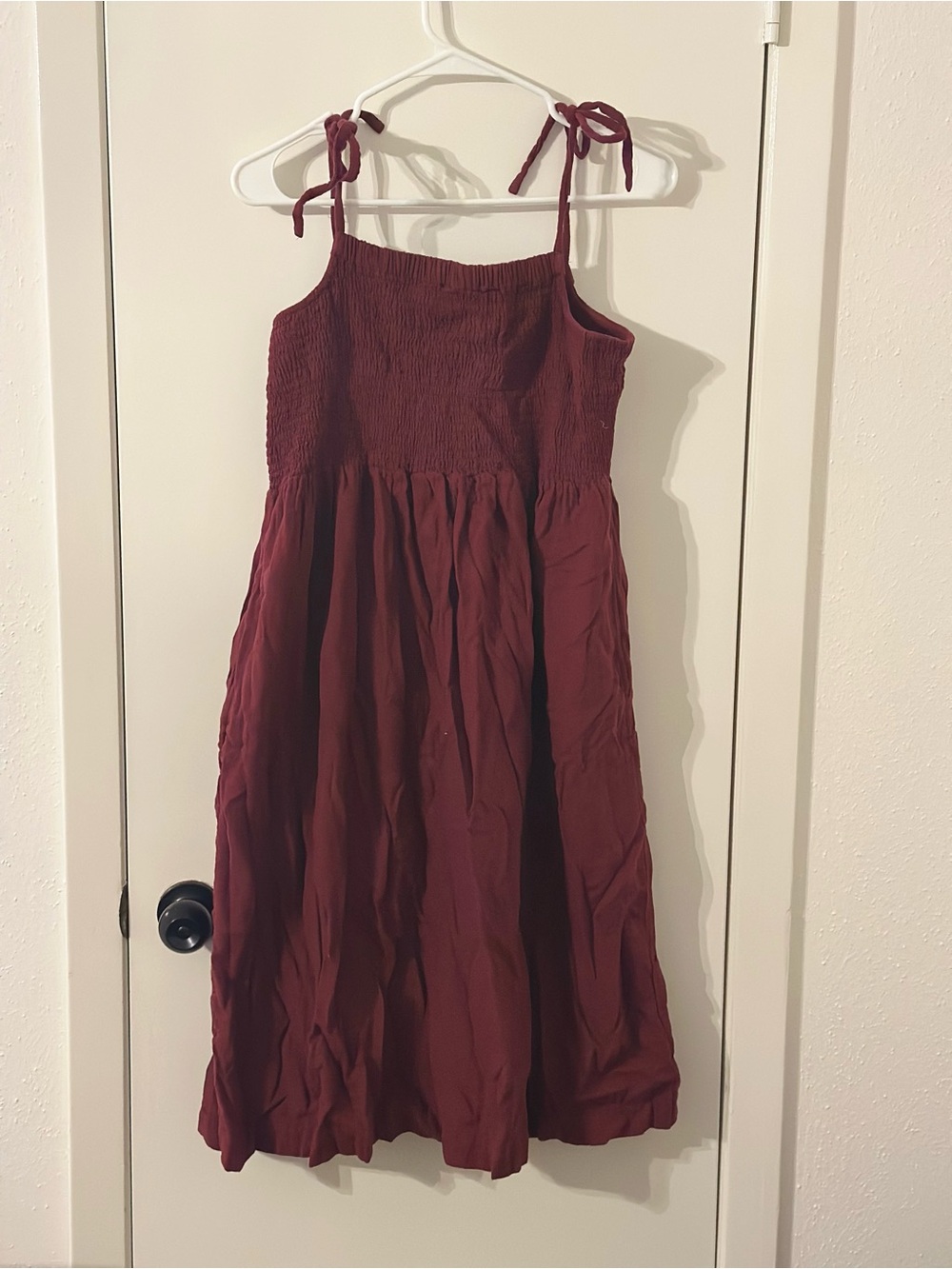 Burgundy tie dress